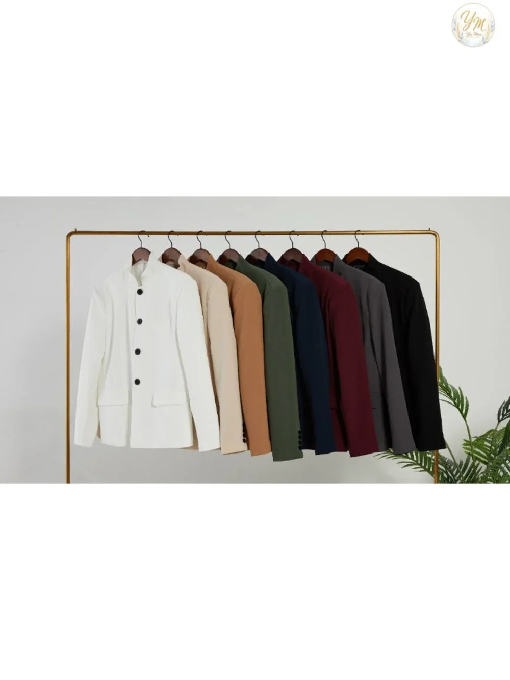 Casual Suit Blazer Stand Mandarin Collar Lightweight Lined Sport Coat